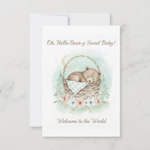 Carte De Remerciements Adorable ourson grizzly Baby Shower