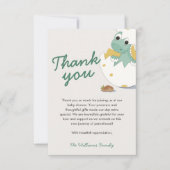 Carte De Remerciements Adorable Petit Oeuf Dinosaure Bébé à éclosion Vert (Devant)