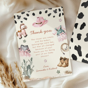 Carte De Remerciements Adorable petite fille est en chemin fille baby sho