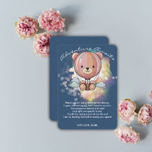 Carte De Remerciements Adventure Await Bear Hot Air Balloon Baby shower