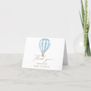 Carte De Remerciements Adventure Await Blue Hot Air Balloon Baby shower