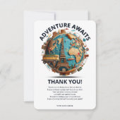 Carte De Remerciements Adventure Await Modern Globe Baby shower (Devant)