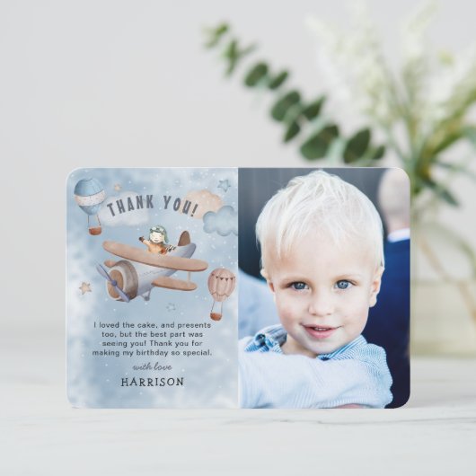 Carte De Remerciements Aéronef Aéronef Aéronef Boy Anniversaire (Debout devant)