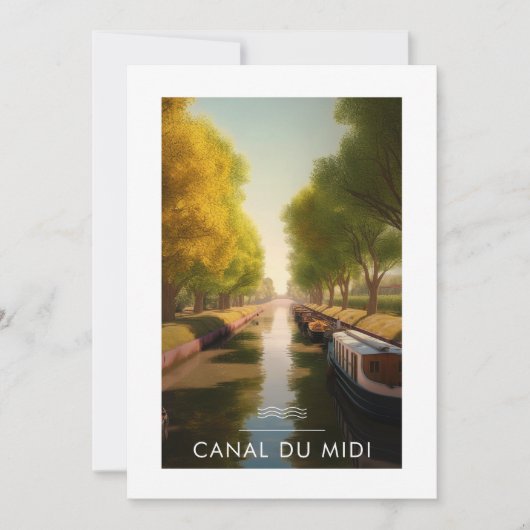 Carte De Remerciements Affiche Canal du midi - France - illustration (Devant)