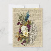 Carte De Remerciements affiche d'anatomie du cerveau floral médical (Dos)