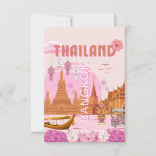 Carte De Remerciements Affiche de voyage rétro boho Bangkok Thaïlande