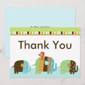 Carte de remerciements africaine des éléphants ray (Devant / Derrière)