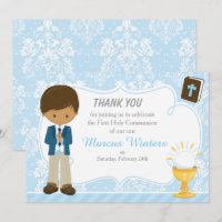 African American Boy First Communion Damask