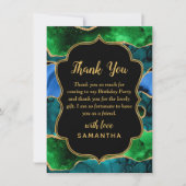 Carte De Remerciements Agate de paon bleu et vert Anniversaire (Devant)