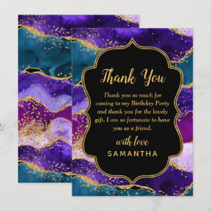 Carte De Remerciements Agate de paon pourpre et bleu Anniversaire