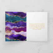 Carte De Remerciements Agate de paon pourpre et bleu Anniversaire (Intérieur)