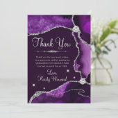 Carte De Remerciements Agate de Parties scintillant de violet et d'argent (Debout devant)