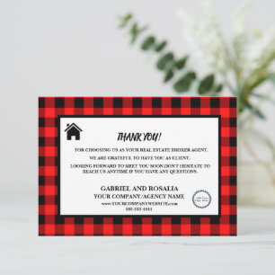 Carte De Remerciements Agent de courtage immobilier Chèques de bison d'af