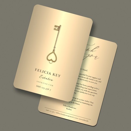 Carte De Remerciements Agent immobilier Faux Gold Grateful Appréciation