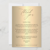 Carte De Remerciements Agent immobilier Faux Gold Grateful Appréciation (Dos)