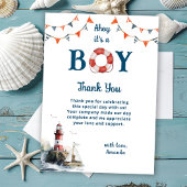 Carte De Remerciements Ahoy C'est un garçon Baby shower nautique