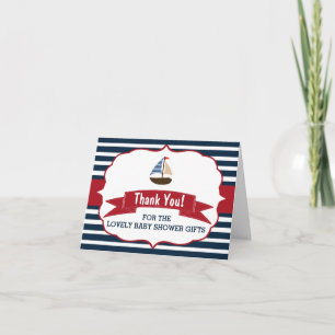 Carte De Remerciements Ahoy It's A Boy ! Nautical Boat