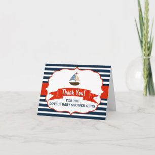 Carte De Remerciements Ahoy It's A Boy ! Nautical Boat