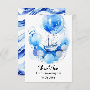 Carte De Remerciements Ahoy Là ! Baby shower Nautical Magic Boy