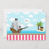 Carte De Remerciements Ahoy Matey ! Fille Pirate Rose Anniversaire (Dos)