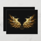 Carte De Remerciements Ailes d'Ange d'or sur arrière - plan noir (Devant / Derrière)