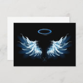 Carte De Remerciements Ailes d'angle brillant bleu sur arrière - plan noi (Devant / Derrière)