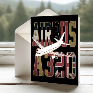 Carte De Remerciements Airbus a320 Jetliner. Drapeaux européens vintages