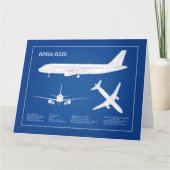 Carte De Remerciements Airbus A320 - Plans de dessin de plan d'avion ABD (Devant)