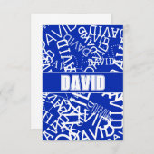 Carte De Remerciements Ajouter n'importe quel nom, nom collage En bleu & (Devant / Derrière)