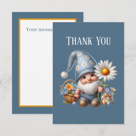 Carte De Remerciements Ajouter un message Gnome (Devant / Derrière)