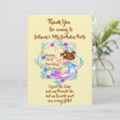 Carte De Remerciements Ajouter un nom Brown cheveux sirène mauve sur la c (Debout devant)