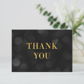 Carte De Remerciements Ajoutez Votre Logo Bokeh Lights Faux Gold (Debout devant)