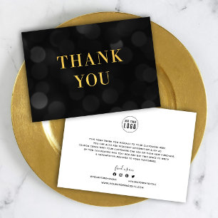 Carte De Remerciements Ajoutez Votre Logo Bokeh Lights Faux Gold