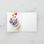 Carte De Remerciements Akita Chien avec Coeurs Saint Valentin (Intérieur)