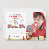 Carte De Remerciements Alarme photo d'anniversaire du pompier (Devant)