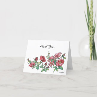Carte De Remerciements Alaska Sitka Rose avec Aquarelle Bumble Bee Conçu