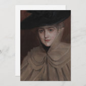 Carte De Remerciements Albert Edelfeel - Portrait d'une jeune femme (Devant / Derrière)