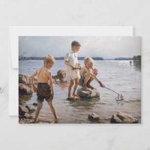 Carte De Remerciements Albert Edelfeue - Les garçons jouent sur le rivage