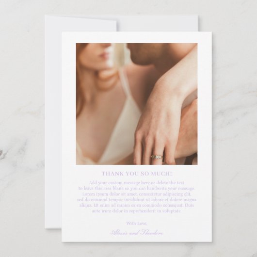 Carte De Remerciements Alexis Lavender Elégant Mariage moderne (Dos)