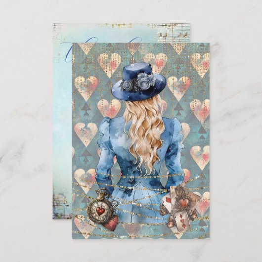 Carte De Remerciements Alice Au Pays Des Merveilles (Devant / Derrière)