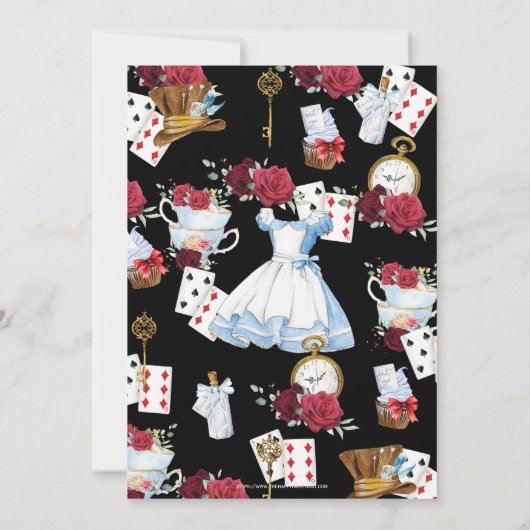 Carte De Remerciements Alice au pays des merveilles Fleur Fête des mariée (Dos)