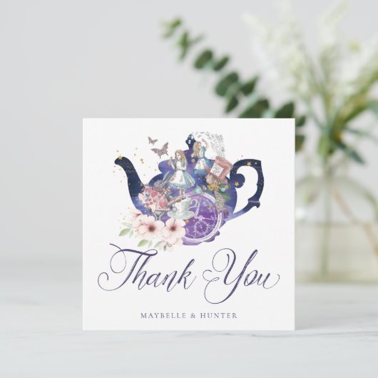 Carte De Remerciements Alice au Pays des Merveilles Mariage Pays des Merv (Debout devant)