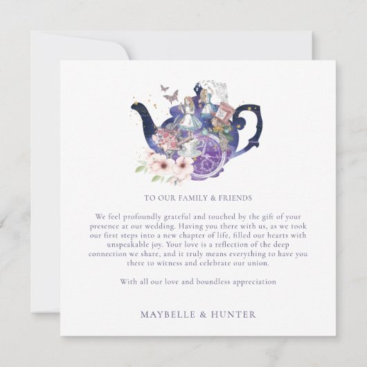 Carte De Remerciements Alice au Pays des Merveilles Mariage Pays des Merv (Dos)