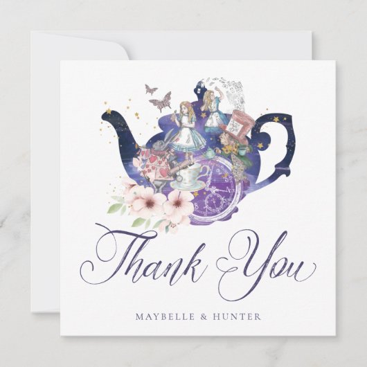 Carte De Remerciements Alice au Pays des Merveilles Mariage Pays des Merv (Devant)