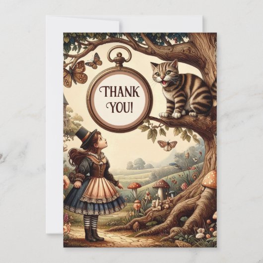 Carte De Remerciements Alice & Cheshire Chat : Whimsical Wonderland Imagi (Devant)