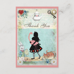 Carte De Remerciements Alice, Flamant Rose & Chat Remerciements pour l'en