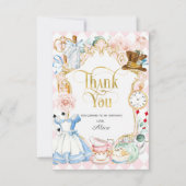 Carte De Remerciements Alice Onederland, Mad hatter, Fille 1er anniversai (Devant)