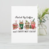 Carte De Remerciements Alimenté par Café et Noël (Debout devant)