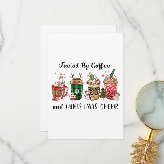 Carte De Remerciements Alimenté par Café et Noël (Devant/Arrière en situation)