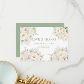 Carte De Remerciements All White Floral Wedding Thank You Cards